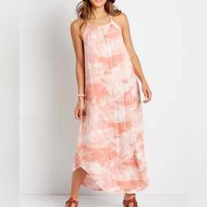 Maurices Light Pink Tie Dye Halter Neck Pocket Maxi Dress